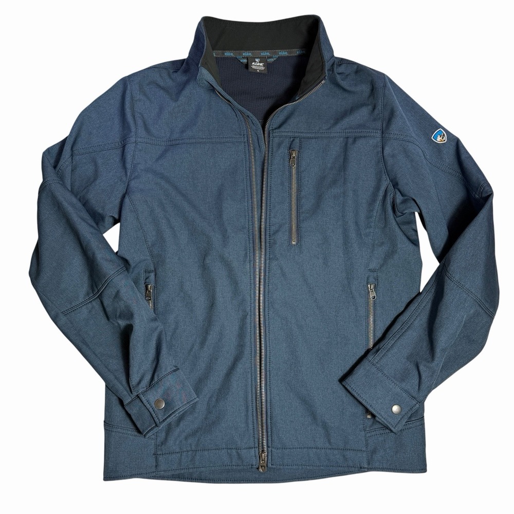 Kuhl Mens Small Blue Full Zip Jacket Fleece Lined Outdoor Hiking Workwear
